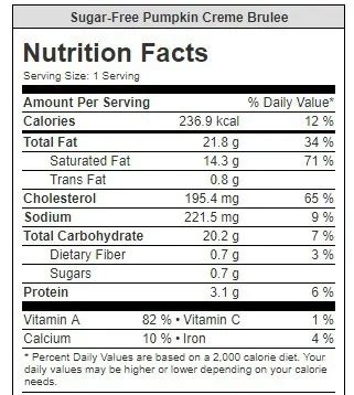 Pumpkin Brulee - calories, carbs, nutrition