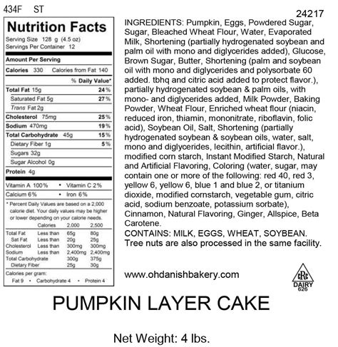 Pumpkin Cake - calories, carbs, nutrition
