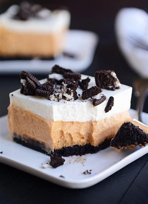 Pumpkin Cheesecake Squares with Oreo - calories, carbs, nutrition