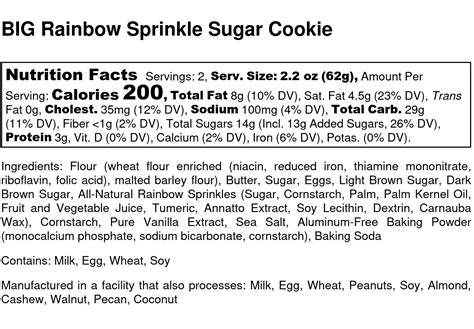 Rainbow Biscuits - calories, carbs, nutrition