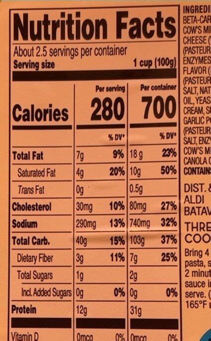 Rainbow Four Cheese Tortellini - calories, carbs, nutrition