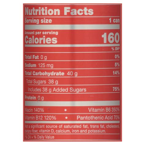 Red - calories, carbs, nutrition