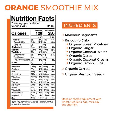 Results and Recovery Orange Smoothie - calories, carbs, nutrition