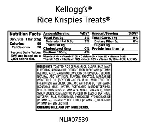 Rice Krispie Bar - calories, carbs, nutrition