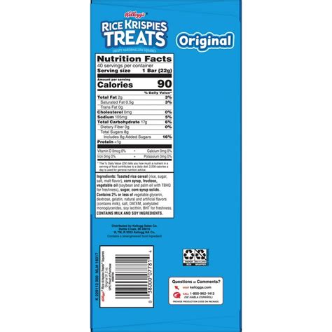 Rice Krispies Mix Treats - calories, carbs, nutrition