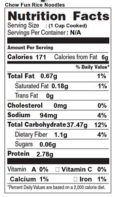 Rice noodles, cooked - calories, carbs, nutrition