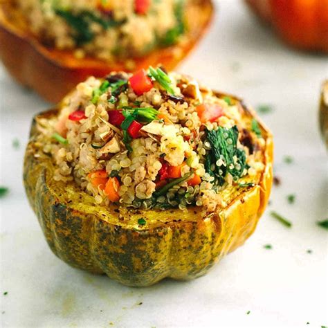 Roasted Turkey - Quinoa - Spinach Salad Acorn Squash - calories, carbs, nutrition