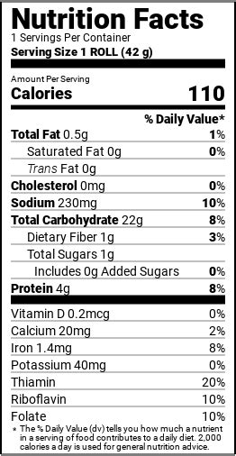 Roll French Cheverny 1.5 oz - calories, carbs, nutrition