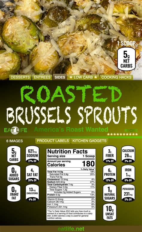 Rosemary Lemon Roasted Brussels Sprouts - calories, carbs, nutrition