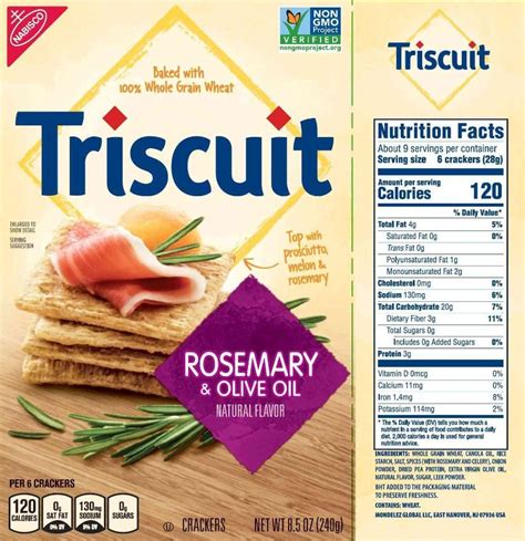 Rosemary & Olive Oil Crackers - calories, carbs, nutrition