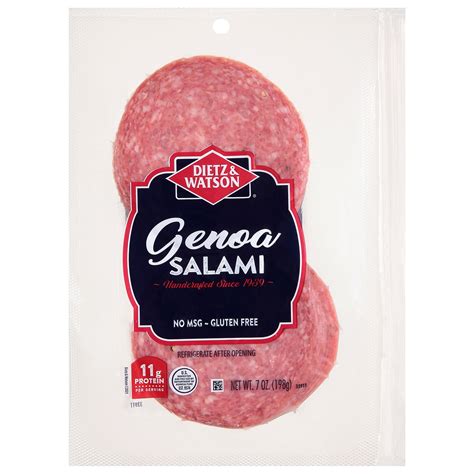 Salami Genoa Presliced 1 oz - calories, carbs, nutrition