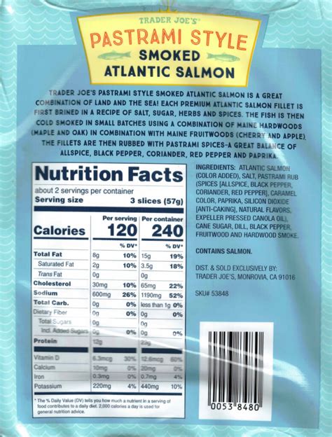 Salmon Atlantic Fresh Pastrami 3 oz - calories, carbs, nutrition