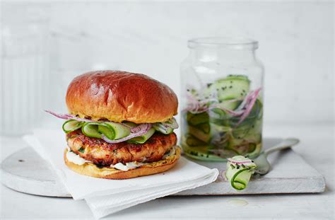 Salmon Burger Asian Cucumber - calories, carbs, nutrition