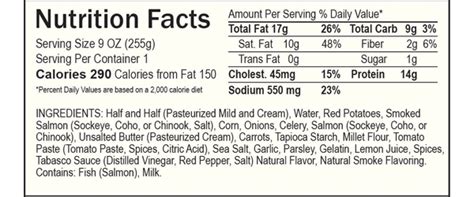 Salmon Chowder - calories, carbs, nutrition