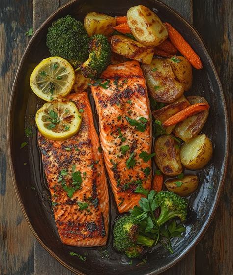 Salmon with Roasted Greens - calories, carbs, nutrition
