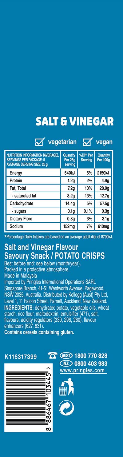 Salt and Vinegar - calories, carbs, nutrition