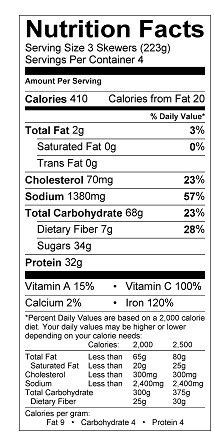 Satay Noodles - calories, carbs, nutrition