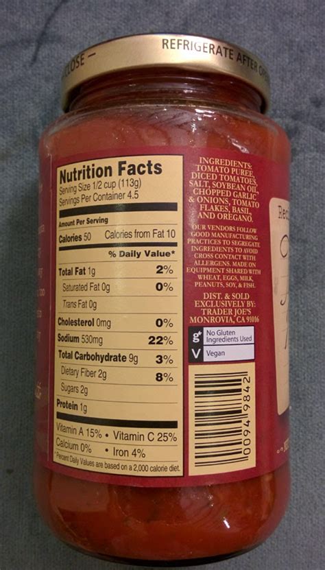 Sauce Marinara 2 oz Ladle - calories, carbs, nutrition