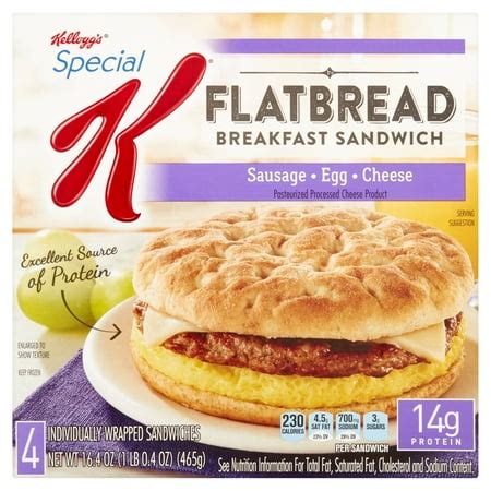 Sausage, Egg & Cheese Flatbread Breakfast Sandwich - calories, carbs, nutrition
