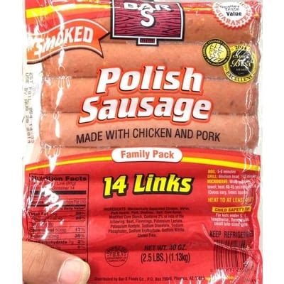 Sausage, Polish, beef with chicken, hot - calories, carbs, nutrition