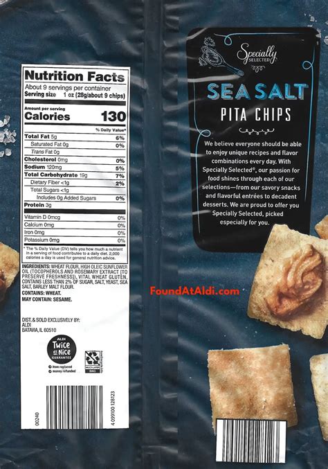 Sea Salt Pita Chips - calories, carbs, nutrition