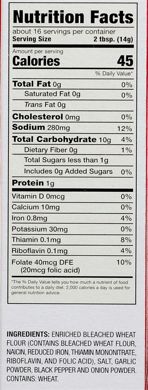 Seasoned Flour - calories, carbs, nutrition