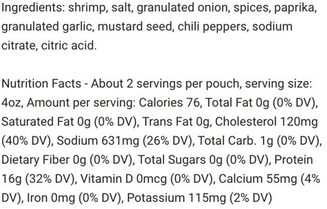 Seasoned Shrimp - calories, carbs, nutrition