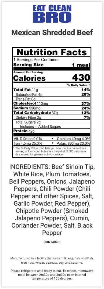 Shredded Beef - calories, carbs, nutrition