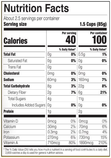 Shredded Carrots - calories, carbs, nutrition