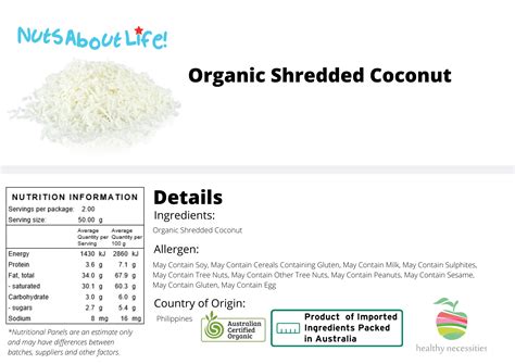 Shredded Coconut (63599.0) - calories, carbs, nutrition