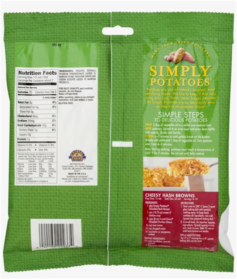 Shredded Hash Browns 4 oz - calories, carbs, nutrition