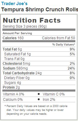 Shrimp Roll - calories, carbs, nutrition