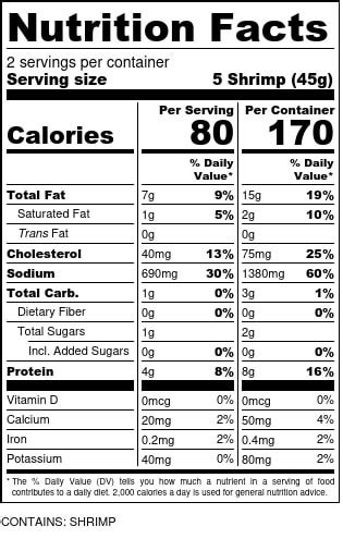 Shrimp Scampi - calories, carbs, nutrition