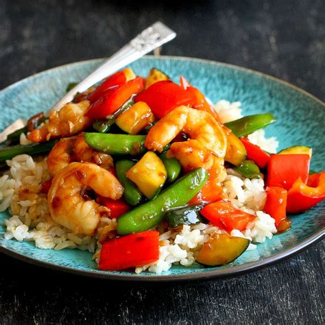 Shrimp Vegetable Stir-Fry withBrown Rice - calories, carbs, nutrition