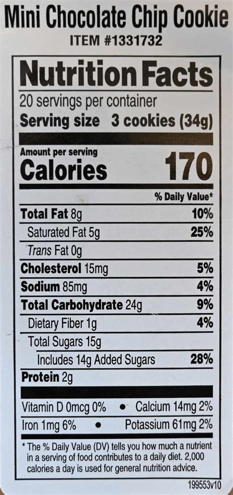 Signature 1/2 Chocolate Chip Cookie (36784.15) - calories, carbs, nutrition