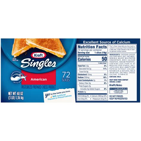 Singles American Cheese - calories, carbs, nutrition