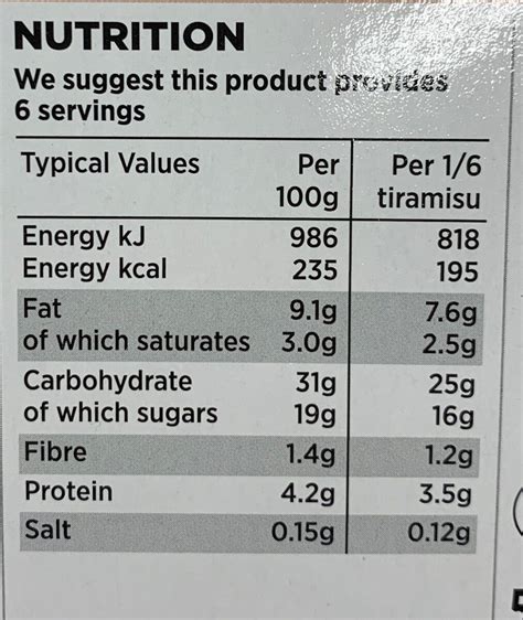 SmartSweet Tiramisu - calories, carbs, nutrition