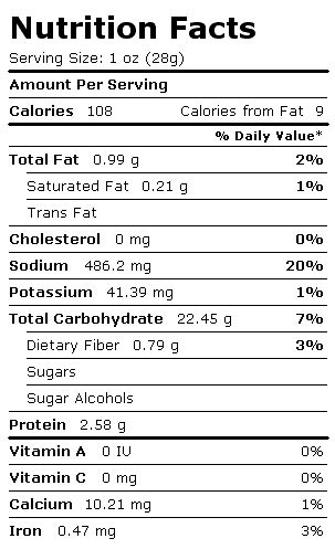 Snacks, pretzels, hard, plain, made with unenriched flour, salted - calories, carbs, nutrition