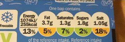 Soft White Baps - calories, carbs, nutrition
