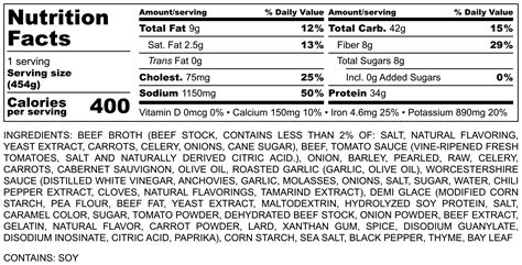 Soup Beef Barley (Bostwick) - calories, carbs, nutrition