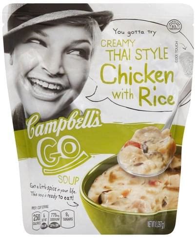 Soup Chicken & Rice Thai Campbells 8 oz - calories, carbs, nutrition