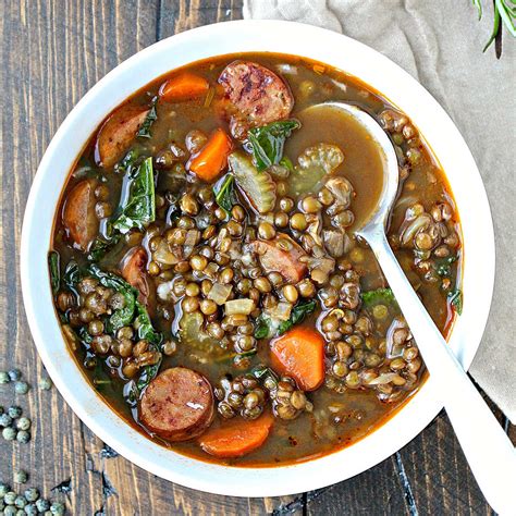 Soup Lentil German & Smoked Sausage 12 oz - calories, carbs, nutrition