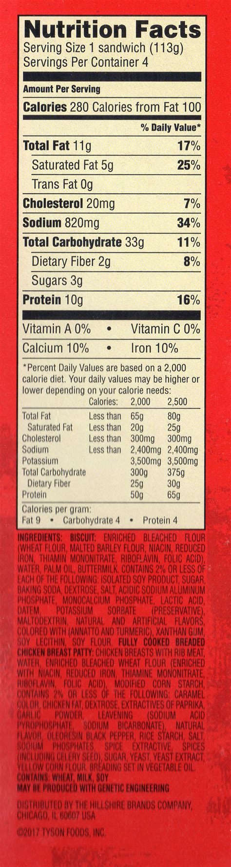 Southern Chicken Biscuit - calories, carbs, nutrition