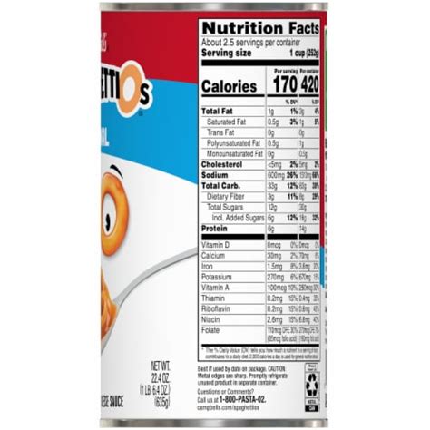 Spaghetti O's - calories, carbs, nutrition