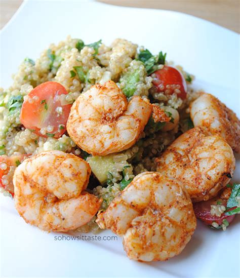 Spicy Grilled Shrimp with Quinoa Salad - calories, carbs, nutrition