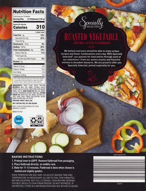 Spicy Roasted Vegetable Flatbread - calories, carbs, nutrition