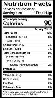 Sriracha - Ginger Vinaigrette - calories, carbs, nutrition