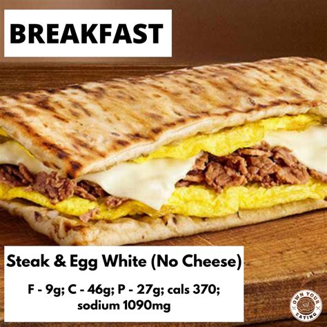 Steak, Egg, & Cheese on Flatbread - calories, carbs, nutrition