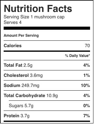Stuffed Portobello Mushroom - calories, carbs, nutrition
