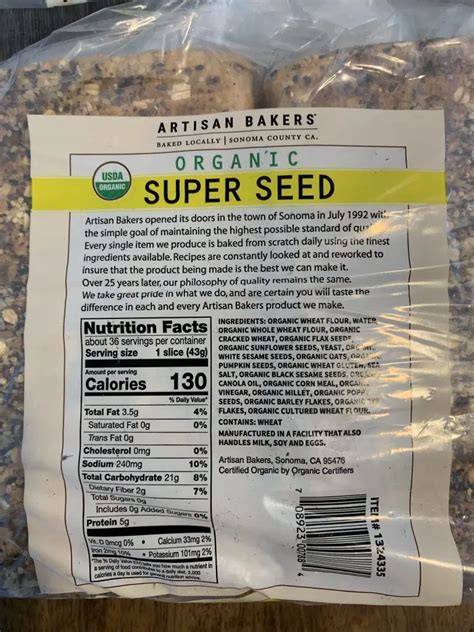 Super Seeded Bread - calories, carbs, nutrition